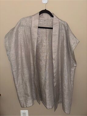 Women's Shimmery Silver Filipino Kimono Cover-Up